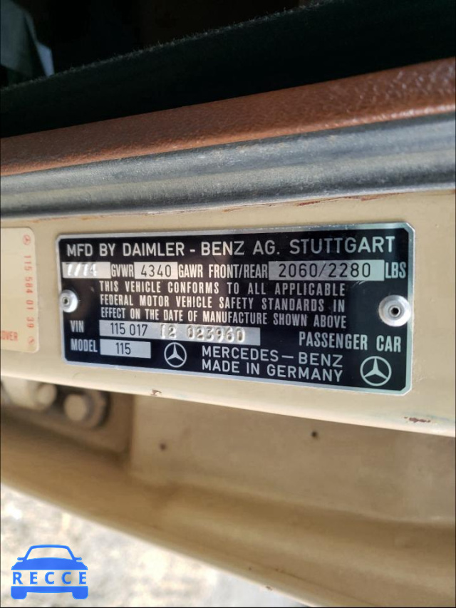 1974 MERCEDES-BENZ 230 11501712023960 image 9