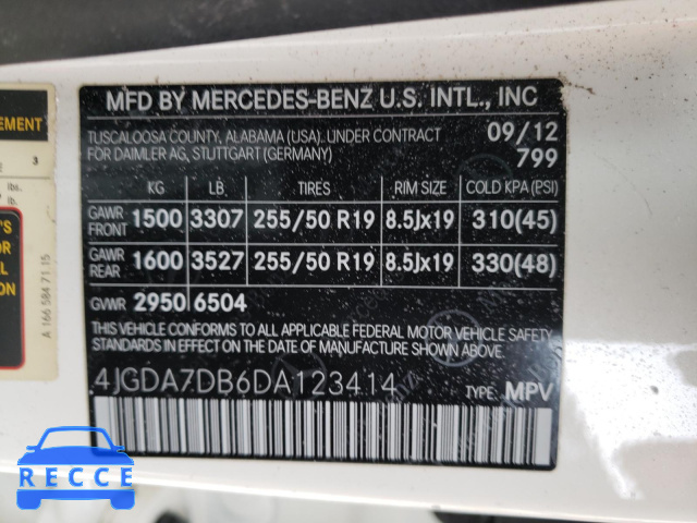 2013 MERCEDES-BENZ ML 550 4MA 4JGDA7DB6DA123414 зображення 9
