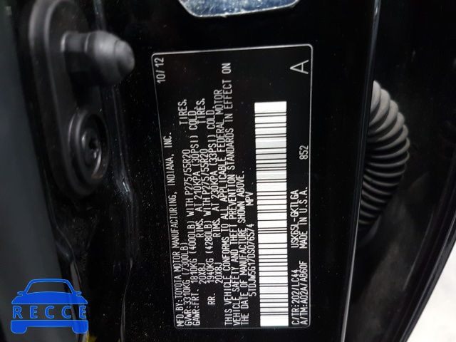 2013 TOYOTA SEQUOIA LI 5TDJW5G17DS076574 image 9
