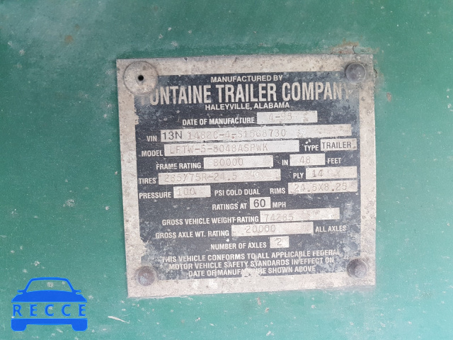 1995 FONTAINE FLATBED TR 13N1482C4S1568730 image 9