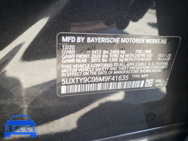 2021 BMW X3 XDRIVEM 5UXTY9C05M9F41635 image 9