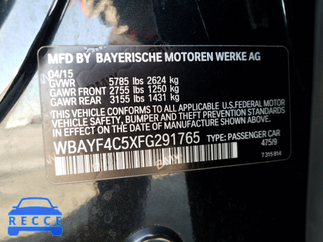 2015 BMW 740 LXI WBAYF4C5XFG291765 image 9