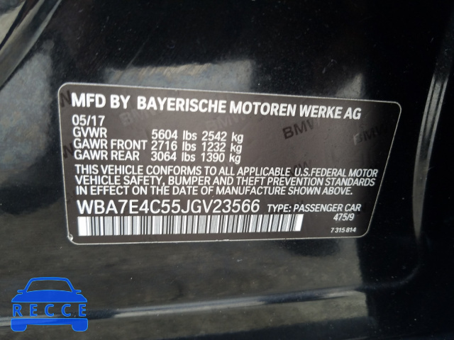 2018 BMW 740 XI WBA7E4C55JGV23566 image 9