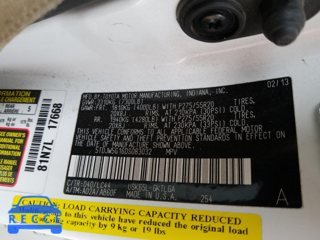 2013 TOYOTA SEQUOIA LI 5TDJW5G16DS083032 image 9