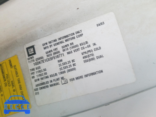 2003 GMC C7500 C7C0 1GDK7E1CX3F518771 image 9
