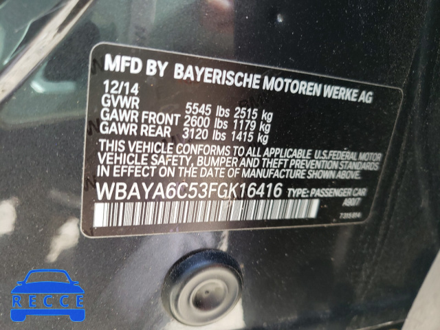 2015 BMW 740 I WBAYA6C53FGK16416 зображення 9