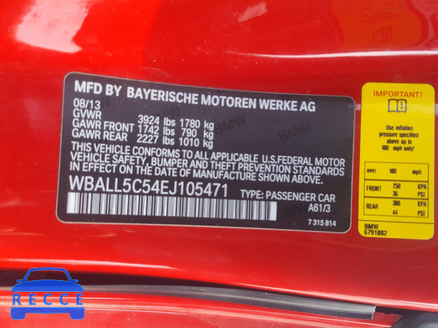 2014 BMW Z4 SDRIVE2 WBALL5C54EJ105471 зображення 9