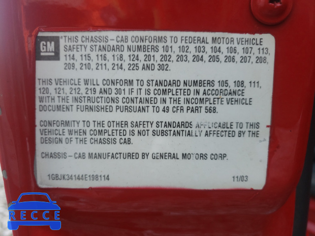 2004 CHEVROLET 3500 1GBJK34144E198114 image 9