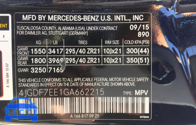 2016 MERCEDES-BENZ GL 63 AMG 4JGDF7EE1GA662215 image 9