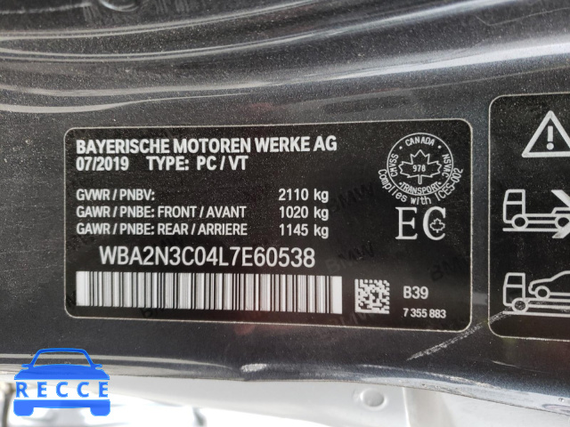 2020 BMW M240XI WBA2N3C04L7E60538 image 9