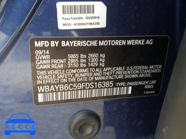 2015 BMW 750 XI WBAYB6C59FDS16385 зображення 9