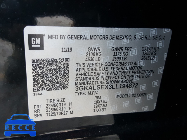 2020 GMC TERRAIN DE 3GKALSEX3LL194872 Bild 9