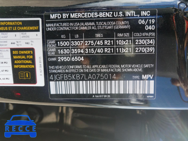 2020 MERCEDES-BENZ GLE 450 4M 4JGFB5KB7LA075014 Bild 9