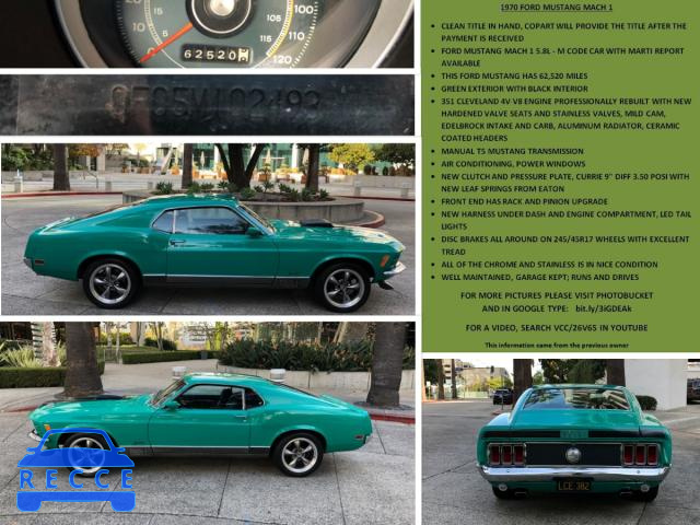 1970 FORD MUSTANG M1 0F05M102493 image 9