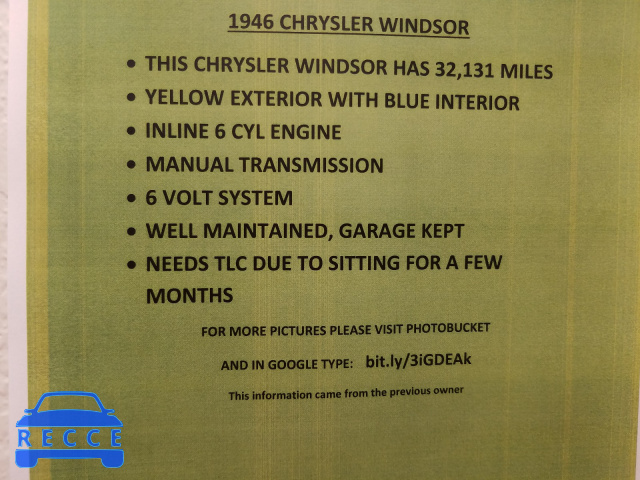 1946 CHRYSLER WINDSOR 70518224 зображення 8