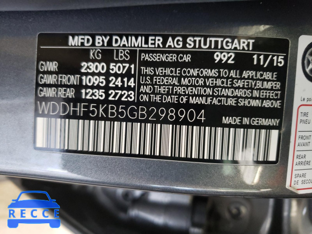 2016 MERCEDES-BENZ E CLASS WDDHF5KB5GB298904 Bild 9