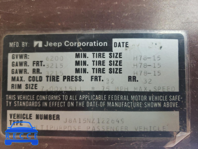 1981 JEEP WAGONEER J8A15NZ122649 image 9