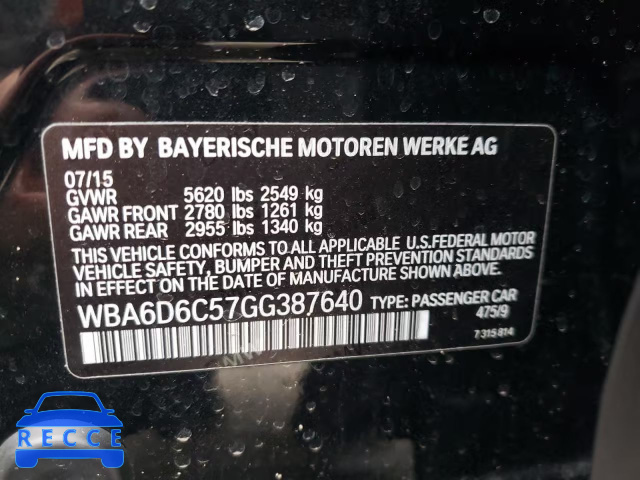 2016 BMW 650 XI WBA6D6C57GG387640 image 11