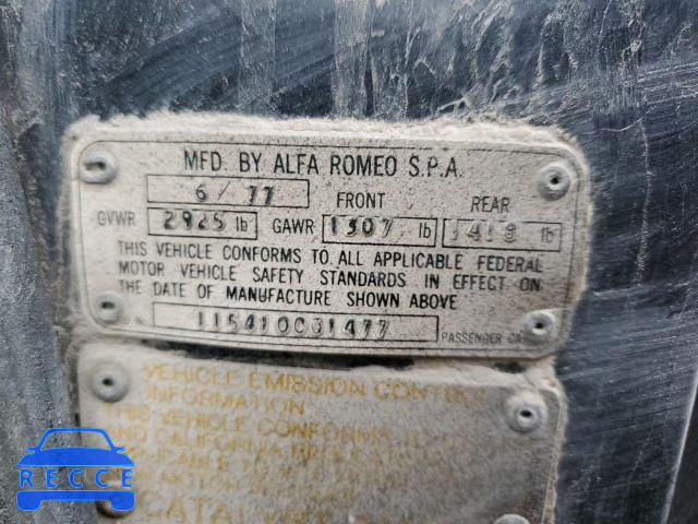 1978 ALFA ROMEO 78 ALFA AR115410001477 image 11