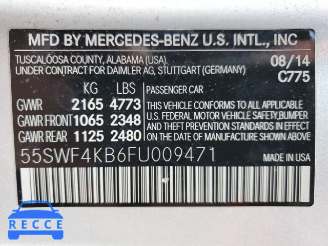 2015 MERCEDES-BENZ C CLASS 55SWF4KB6FU009471 image 12