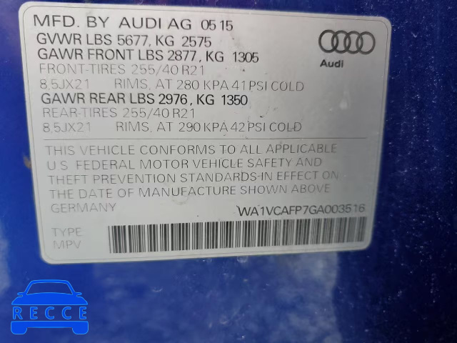 2016 AUDI SQ5 PRESTI WA1VCAFP7GA003516 image 13