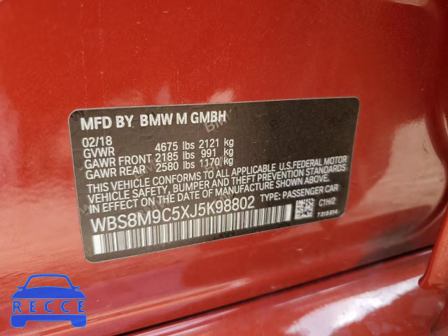 2018 BMW M3 WBS8M9C5XJ5K98802 Bild 11