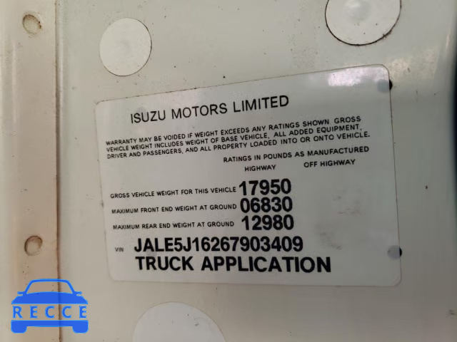 2006 ISUZU NQR JALE5J16267903409 зображення 11