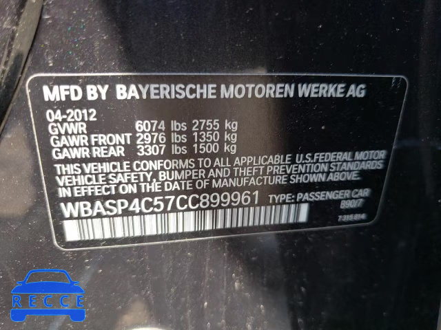 2012 BMW 550 XIGT WBASP4C57CC899961 зображення 11