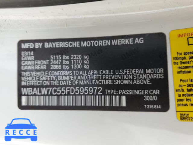 2015 BMW 640I WBALW7C55FD595972 зображення 11