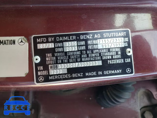 1985 MERCEDES-BENZ 300-CLASS WDBAB33C0FA203218 image 11
