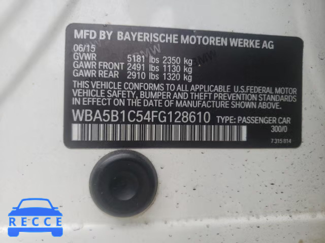 2015 BMW 535 I WBA5B1C54FG128610 image 11