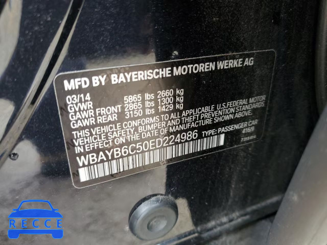 2014 BMW 750I XDRIV WBAYB6C50ED224986 зображення 11