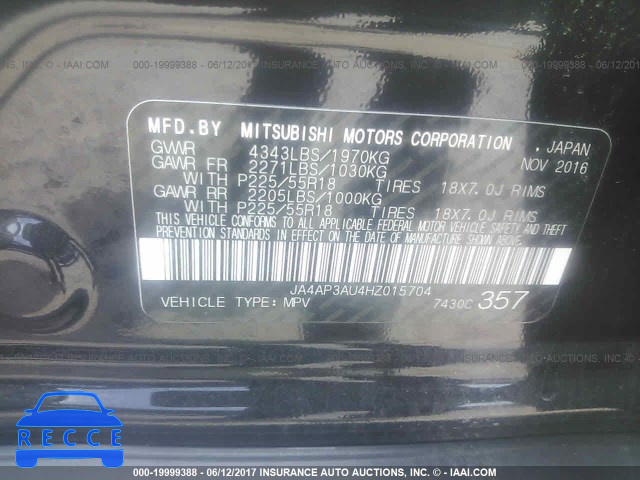 2017 MITSUBISHI OUTLANDER SPORT ES/SE JA4AP3AU4HZ015704 зображення 8