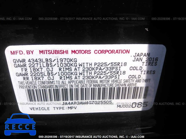 2016 MITSUBISHI OUTLANDER SPORT ES/SE JA4AP3AW4GZ025505 image 8