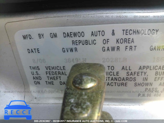 2007 SUZUKI RENO CONVENIENCE KL5JD66Z17K521847 image 8