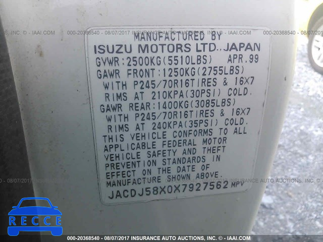 1999 Isuzu Trooper S JACDJ58X0X7927562 Bild 8