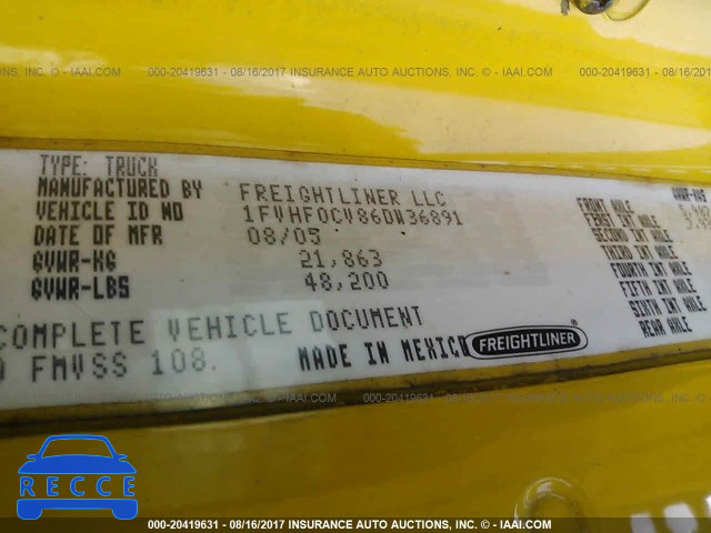 2006 FREIGHTLINER COLUMBIA 112 1FVHF0CV86DW36891 image 9