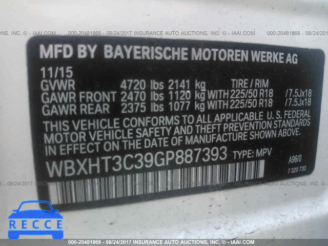 2016 BMW X1 XDRIVE28I WBXHT3C39GP887393 зображення 8