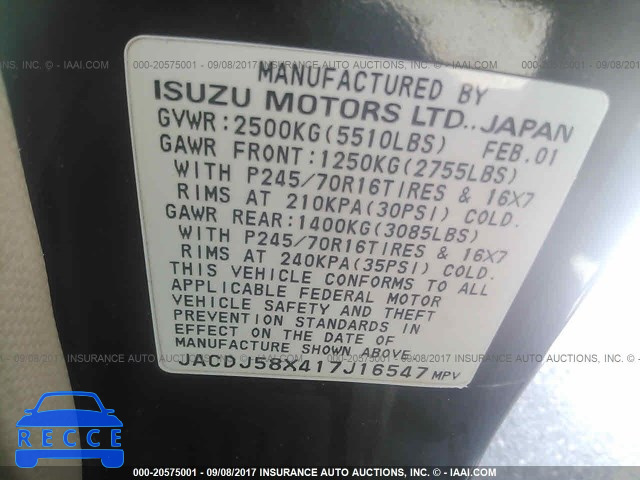 2001 ISUZU TROOPER S/LS/LIMITED JACDJ58X417J16547 image 8