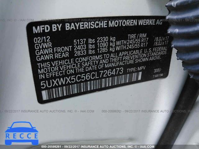 2012 BMW X3 XDRIVE28I 5UXWX5C56CL726473 зображення 8