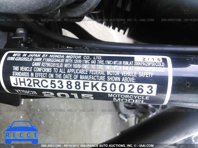 2015 HONDA VT750 C2B JH2RC5388FK500263 image 9