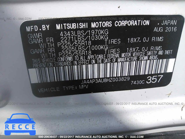 2017 MITSUBISHI OUTLANDER SPORT ES/SE JA4AP3AU8HZ003829 зображення 8