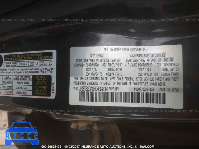 2014 MAZDA CX-9 GRAND TOURING JM3TB2DA8E0432839 image 8