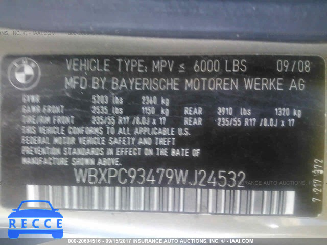 2009 BMW X3 XDRIVE30I WBXPC93479WJ24532 image 8