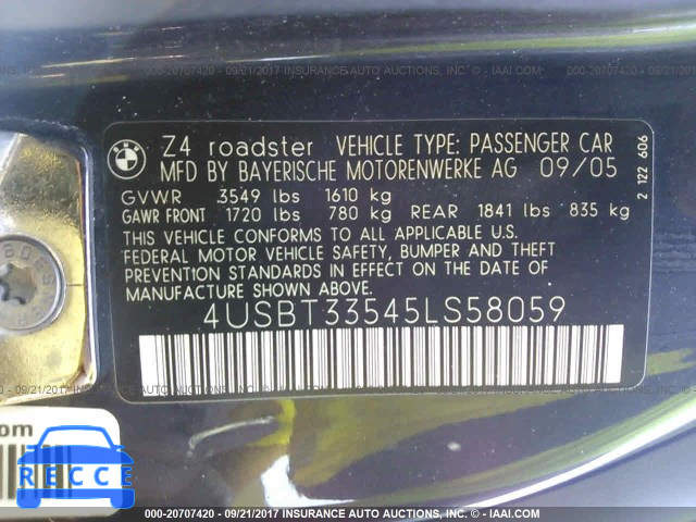 2005 BMW Z4 2.5 4USBT33545LS58059 зображення 8