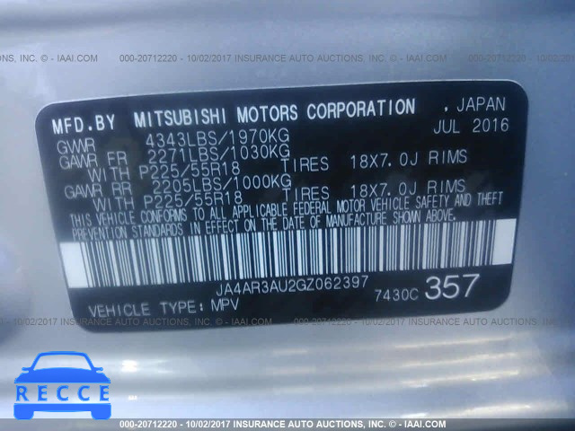 2016 Mitsubishi Outlander Sport ES JA4AR3AU2GZ062397 image 8