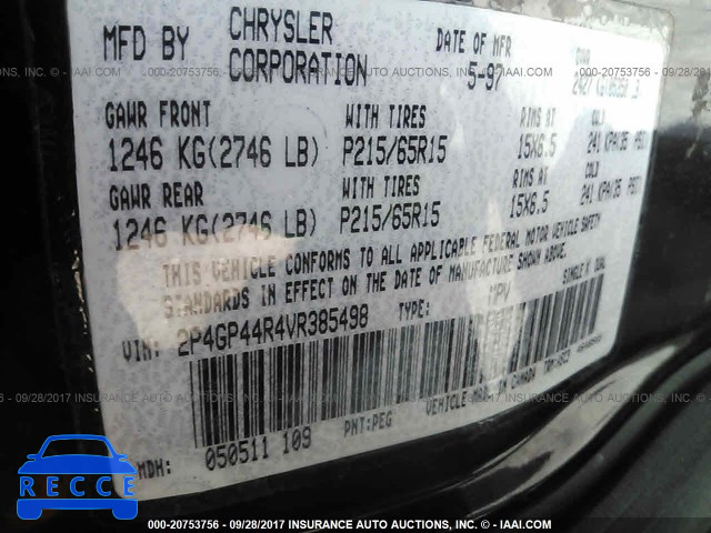 1997 Plymouth Grand Voyager SE/RALLYE 2P4GP44R4VR385498 зображення 8