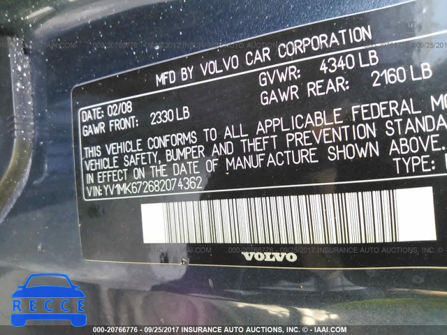 2008 VOLVO C30 T5 YV1MK672682074362 image 8