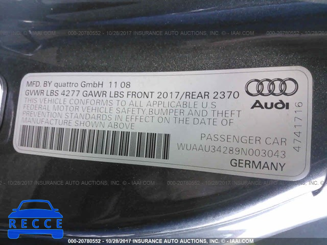 2009 Audi R8 4.2 QUATTRO WUAAU34289N003043 image 8