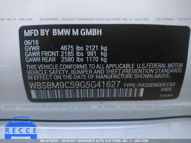 2016 BMW M3 WBS8M9C59G5G41627 image 8